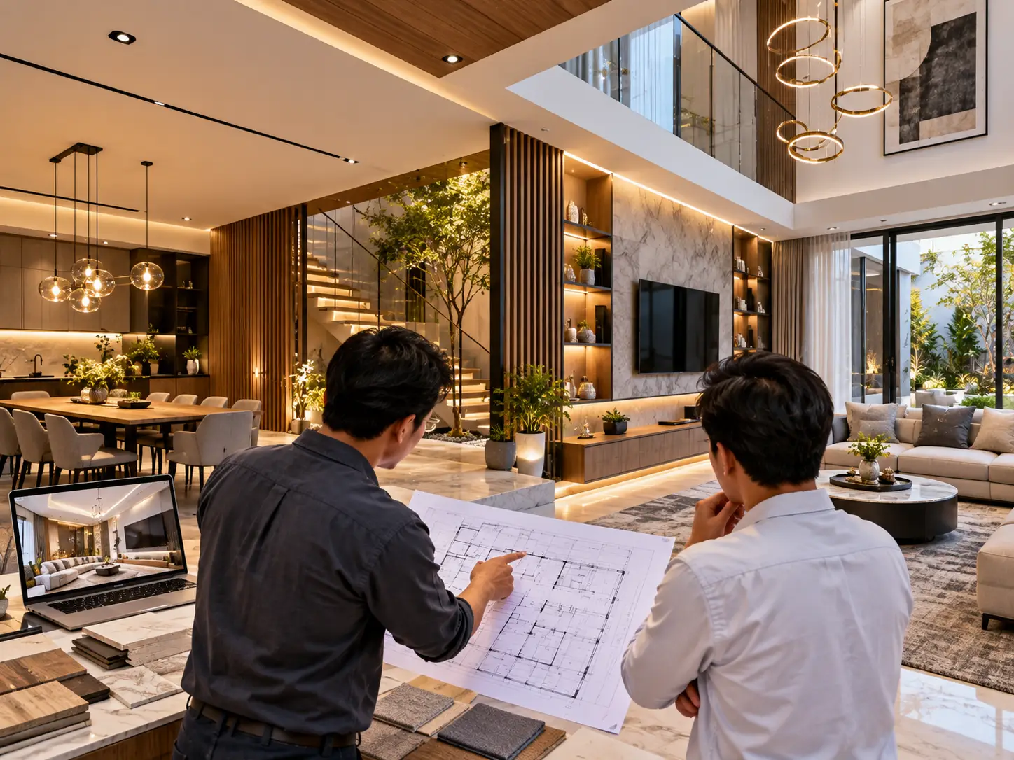 Desain interior ruang keluarga modern Binur
